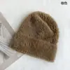 Gorro tejido de pelo de conejo grande y pequeño para mujer, estilo japonés de invierno, gorro pullover cálido, gorro con orejeras, gorro de montón, gorro de lana, moda