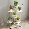 Suporte de Flores de Madeira Maciça e Ferro Layout de Sala de Estar Escada de Chão Multicamadas Rack de Armazenamento para Suculentas Varanda Suporte para Vasos de Flores