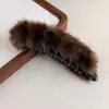 Presilha Twist Grande de Banana Peluda para Mulheres no Outono e Inverno Presilha Vertical para Rabo de Cavalo Alto Grampo de Cabelo Grampo Horizontal para Cabelo Meio Preso Grampo de Cabelo na Parte de Trás da Cabeça