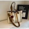 Bolso Grande para Mujer 2023 Nueva Moda Bolso de Lona Rayado Bolso Tote para Viajes Bolso de Hombro Cruzado Moderno Bolso de Momia
