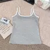 Top Camisola Rayada Estilo Coreano Spicy Girl para Mujer con Copas Relleno Versátil Adelgazante Sexy Ropa de Abrigo Espalda Bonita Top sin Mangas para Mujer Verano