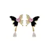Pendientes de mariposa asimétricos con diseño único y sentido del nicho, pendientes colgantes de gota de agua súper brillantes de lujo y de alta gama, nuevos pendientes