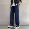 Calça de verão fina masculina transfronteiriça de seda gelada, secagem rápida, solta, tamanho grande, com caimento fluido, perna larga, calça longa casual fresca para homens