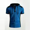 Camisa Polo con capucha para hombre de talla europea transfronteriza 2026, camiseta deportiva de manga corta con gofre y retazos, secado rápido y transpirable