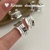 Corea del Sur ins Anillo de Dedo de Estilo Frío y Frío Plata de Ley S925 Anillo de Edición Ancha en Inglés Nicho de Apertura Sentido Avanzado