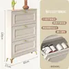 Gabinete para zapatos ultra delgado estilo crema con puerta abatible para entrada del hogar, popular gabinete pequeño para recibidor, zapatero económico que ahorra espacio