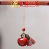Pulsera Artesanal de Madera con Semillas de Cascabel, Cascabel de Agitar a Mano, Carrillón de Viento de Cáscara de Fruta de los Deseos, Colgante para Bolsa, Llavero para Teléfono