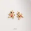 Pingente Mini Urso Coração Micro-Cravejado Zircônia Cor Dourada 14K Bracelet Colar Preserva Cor Joias Acessórios de Pingente DIY