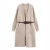 Comércio Exterior Transfronteiriço Pronta para Vestir Moda Feminina 2025 Novo Estilo Europeu e Americano Moda Casual Configuração Solta Cinto Casaco de Tricô