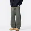 Pantalones casuales de algodón puro para hombre, nuevo estilo otoño 2026, transpirables, holgados, de pierna recta, versátiles, con caída, pantalones largos con cordón