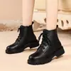Botas Martin Botas de Mujer 2026 Otoño Invierno Nuevas Botas Individuales Estilo Británico Para Personas Bajas Suela Gruesa Con Felpa Botas Cortas Mujer