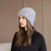 2025 Nova Touca de Tricô Quente com Forro de Lã à Prova de Frio para Outono e Inverno para Mulheres de Meia-Idade e Idosas Touca de Tricô Espessada Moda