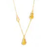 Collar de Calabaza Hielo Triturado Brillante de Oro de 24 Quilates con Incrustaciones de Diamantes, Mismo Estilo que la Joyería Puzuo, Nueva Cadena Elegante para Clavícula Estilo Chinoiserie para Tu Novia