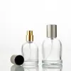 Botella de Perfume de 30 ml en Stock del Fabricante, Botella Gruesa de Vidrio de 50 ml, Botella Redonda Corta de Muestra, Botella Recargable de Viaje, Botella con Atomizador