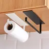 Porta-papel toalha de cozinha adesivo montado na parede sem furos aço inoxidável porta-rolo quadrado ampliado rack de armazenamento doméstico para banheiro