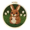 Kit de Materiales de Bordado con Aguja Perforada de Lana DIY Transfronterizo, Regalo de Bordado con Aguja Perforada Estilo Serie Floral de Dibujos Animados Hecho a Mano