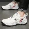 Zapatos de Hombre con Suela Blanda Resistentes al Desgaste, Nuevos Zapatos Blancos Paul Trendy Cubiertos de Cuero, Zapatillas Deportivas de Amortiguación de Aire Estilo Coreano, Zapatos Deportivos con Cordones para Hombre