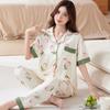 Estilo Chino Ropa de Casa de Verano de Imitación de Algodón de Gama Alta para Mujeres de Mediana Edad, Conjunto de Pantalones Cortos de Manga Corta, Talla Grande Holgada, Venta al por Mayor