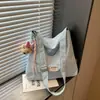 Bolsa de Lona de Gran Capacidad para Mujer, Bolsa de Lunares, Bolso de Hombro Estilo Coreano Fresco y Sencillo para Estudiantes, para Clase y Viajes, Bolso Tote Artístico