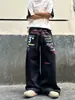 Pantalones casuales rectos de colores con estampado de letras estilo americano, unisex, pierna ancha holgada, hasta el suelo, pantalones deportivos versátiles