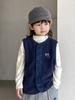Colete Infantil Primavera e Outono Uniforme Escolar Essencial Colete de Bebê Jaqueta Sem Manga de Lã para Meninos Patchwork de Desenho Animado Casaco de Outono