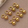 Colgante de Cuenta Redonda Sólida de Acero Inoxidable Color Dorado con Aro, Accesorios para Pulsera, Collar, Pendiente Hechos a Mano para Bricolaje
