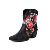 Botas de Cilindro Curto com Rebites Coloridas Estampadas Moda Botas Romanas de Bico Salto Alto Grosso Botas Martin 40-47 tamanho grande Botas de Comércio Exterior