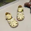Sandalias para Niña Estilo Coreano Encaje Zapatos de Princesa 2026 Verano Niñas Pequeñas Transpirables Suela Suave Punta Cerrada Sandalias Huecas