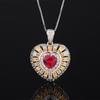 Nuevo Huayoumei Moda Europea y Americana Conjunto de Corindón Rojo Artificial en Forma de Corazón Joyería para Mujer Lujo Ligero Anillo Collar de Alta Gama