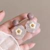 Aretes Frescos y Transparentes con Forma de Flor en Colores Caramelo para Mujer, Aretes con Diseño Lindo de Estilo Pastoral, Clips Dulces y Versátiles para Mujer