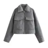 Para Aliexpress Popular Exportação Transfronteiriça Estilo Europeu e Americano Roupas Femininas Jaqueta Casual Curta Solta de Couro com Contas Jaqueta de Lã