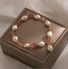 Nueva Pulsera Nicho Flor de Durazno de Jade Hetian de Amazon, Pulsera de Cristal Rosa de Diseño Original, Pulsera de Cristal de Fresa para Niñas