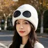 Touca Tricotada da Moda Estilo Aviador Outono e Inverno Forrada com Lã Quente Chapéu de Lã Masculino e Feminino Estilo Coreano Combina com Tudo Chapéu para Frio Moderno