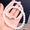 Pulsera de Imitación de Vidrio Jade Blanco para Mujer, Pulsera Sencilla y Elegante de Perlas Redondas, Joyería al por Mayor Fuente de Transmisión en Vivo