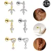 Titanio Hermoso Transfronterizo Europeo y Americano Corazón Circonita Simple Accesible Lujo Clavo de Hueso de Oreja F136Titanio Aleación de Titanio Piercing Clavo de Oreja