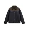 Jaqueta Jeans de Algodão Patchwork Retro Americana Nova Inverno 2026 Yidao Masculina Espessa com Gola Jaqueta de Trabalho