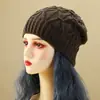 Chapéu de Tricô Estampado Feminino para Outono e Inverno, Gorro Slouchy Fashionável Quente e à Prova de Frio e Vento, Chapéu Turbante Versátil