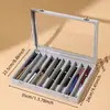 Caja de Almacenamiento Transparente de Gran Capacidad para Bolígrafos con Veta de Madera de Nogal Negro, Caja Vintage para Almacenamiento y Exhibición de Papelería, Caja de Gabinete a Prueba de Polvo