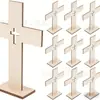 Manualidad de cruz de madera recortada sin terminar, decoración navideña creativa, adorno de decoración de ambiente, pieza de madera