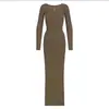 Vestido de Manga Larga Estilo Kardashian con Escote Cuadrado, Ropa Moldeadora, Color Sólido, Vestido Bodycon Sexy Ajustado para Mujer