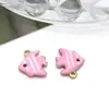 Pingente de Peixe Colorido de Aço Inoxidável Dupla Face com Gotejamento de Óleo Acessórios para Colar DIY Materiais Artesanais