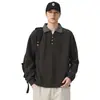 Novedad Otoño/Invierno 2026: Sudadera a cuadros para hombre con cuello camisero y detalle de botones, Estilo High Street Americano, Manga larga, Top de marca de moda de Hong Kong