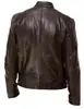 Comercio Exterior Amazon Business Suéter con Cremallera Decoración de Bolsillo Cuero PU Cuello Vertical Ajustado Chaqueta de Cuero Chaqueta Biker
