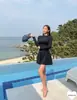 Traje de baño nuevo de una pieza para mujer, que cubre el vientre, adelgazante, color sólido, simple, sexy, conservador, realza el busto pequeño, para aguas termales