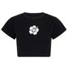 Camiseta sexy informal ajustada con estampado de flores estilo Harajuku Y2K para mujer, moda de verano y otoño, estilo europeo y americano, con ombligo