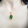 Colgante de esmeralda tipo hoja al por mayor de fábrica, collar de esmeralda para mujer, hojas huecas, collar de cristal verde