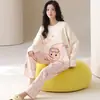 Pijama Feminino 2026 Novo Primavera e Outono 100% Algodão com Bojo Embutido, Manga Longa, Pode Ser Usado Fora, Conjunto para Casa