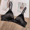 Ropa interior francesa de comercio exterior, fina, sin marcas, de satén, copa triangular, sujetador sin aro, pecho grande, tallas pequeñas, ropa interior sexy