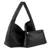Bolso Tote Grande de Mano Tejido a Mano Modelo Nuevo 2025 Bolso de Hombro Informal de Moda Europea y Americana Transfronterizo de Cuero Suave Texturizado