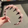 Diadema de malla rosa con cristales y dientes, antideslizante, pinza para el pelo de alta presión en la coronilla, moderna y versátil, adecuada para salir y lavarse la cara